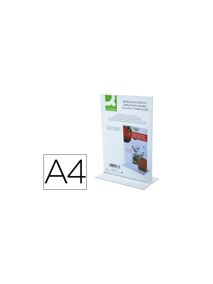Expositor sobremesa q-connect con forma de t metacrilato tamaño a4 a dos caras Expositor sobremesa q-connect con forma de t metacrilato tamaño a4 a dos caras