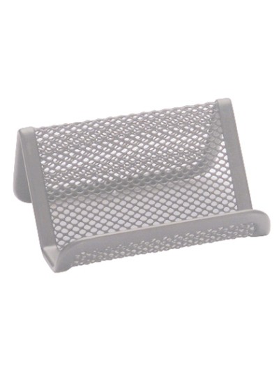 Portatarjetas q-connect metalico plata 11x7,5x5 cm