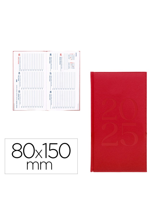Agenda encuadernada liderpapel creta 80x150 mm 2025 semana vista color rosa buganvilla papel 70 gr Agenda encuadernada liderpapel creta 80x150 mm 2025 semana vista color rosa buganvilla papel 70 gr