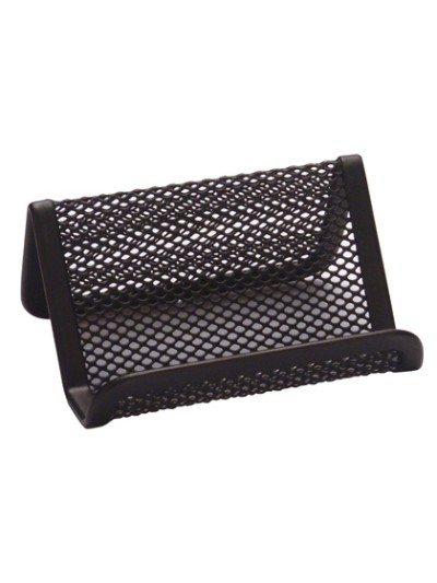 Portatarjetas q-connect metalico negro 11x7,5x5 cm