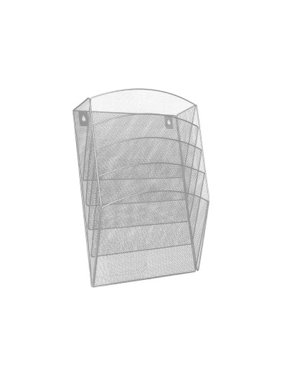 Expositor mural q-connect de pared 5 bandejas din a4 plateado 9,3x31,5x44 cm