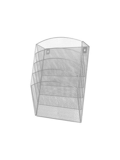 Expositor mural q-connect de pared 5 bandejas din a4 plateado 9,3x31,5x44 cm
