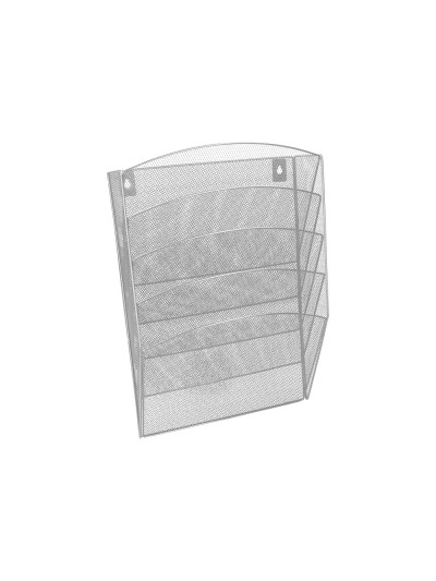 Expositor mural q-connect de pared 5 bandejas din a4 plateado 9,3x31,5x44 cm