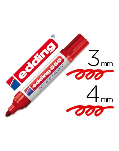 Rotulador edding punta fibra permanente 550 rojo n.2 punta redonda recargable