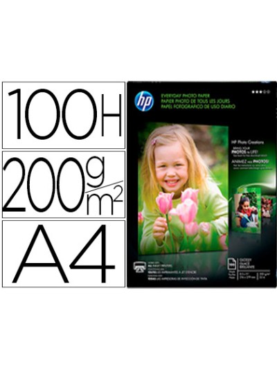 Papel fotografico hp din a4 semi glossy 200 gr paquete de 100 hojas