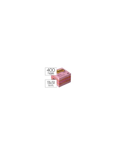 Bloc de notas adhesivas quita y pon post-it 51x51 mm minicubo color rosa 2051-p 400 hojas