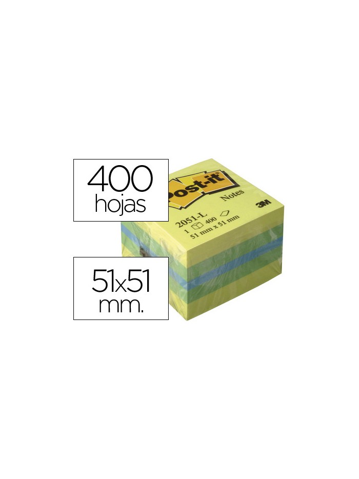 Bloc de notas adhesivas quita y pon post-it 51x51 mm minicubo color limon 2051-l 400 hojas Bloc de notas adhesivas quita y pon post-it 51x51 mm minicubo color limon 2051-l 400 hojas
