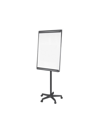 Pizarra movil q-connect con ruedas para conferencias tablero lacado blanco apta para escritura directa y bloc