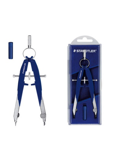 Compas staedtler micrometrico con husillo y ajuste por rueda central incluye tubo de minas mars 556