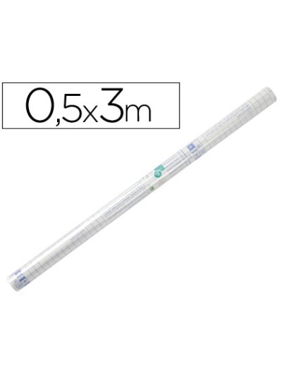 Rollo plastico adhesivo liderpapel 0,50x3 mt. 8o micras forralibros removible