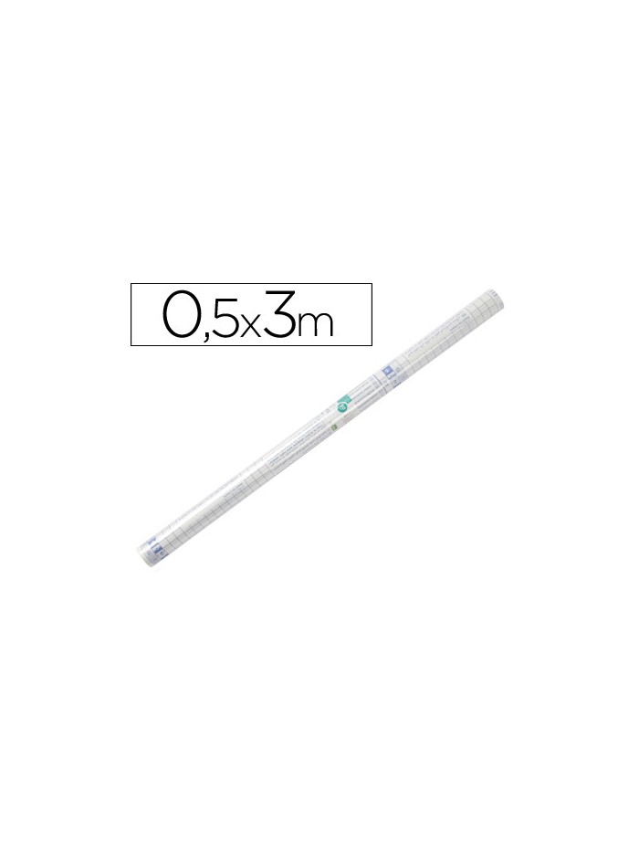 Rollo plastico adhesivo liderpapel 0,50x3 mt. 8o micras forralibros removible Rollo plastico adhesivo liderpapel 0,50x3 mt. 8o micras forralibros removible