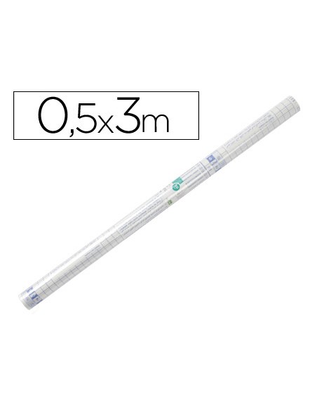 Rollo plastico adhesivo liderpapel 0,50x3 mt. 8o micras forralibros removible
