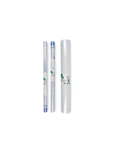 Rollo plastico adhesivo liderpapel 0,50x3 mt. 8o micras forralibros removible