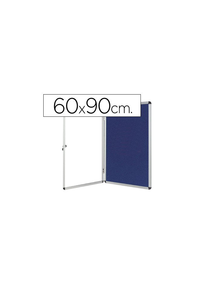 Vitrina de anuncios q-connect mural pequeña fieltro azul con puerta y marco con cerradura 72x98 cm Vitrina de anuncios q-connect mural pequeña fieltro azul con puerta y marco con cerradura 72x98 cm