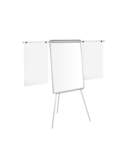 Pizarra blanca q-connect con tripode 90x70x195cm y brazos extensibles para conferencias superficie laminada