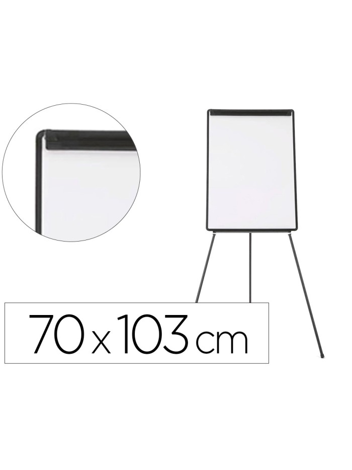 Pizarra blanca q-connect con tripode 100x70 cm para convenciones superficie laminada marco negro Pizarra blanca q-connect con tripode 100x70 cm para convenciones superficie laminada marco negro