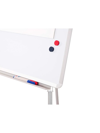 Pizarra blanca q-connect con tripode 90x70x195cm para convenciones superficie lacadamagnetica escritura directa