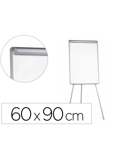 Pizarra blanca q-connect con tripode 90x60x195cm para convenciones superficie laminada escritura directa