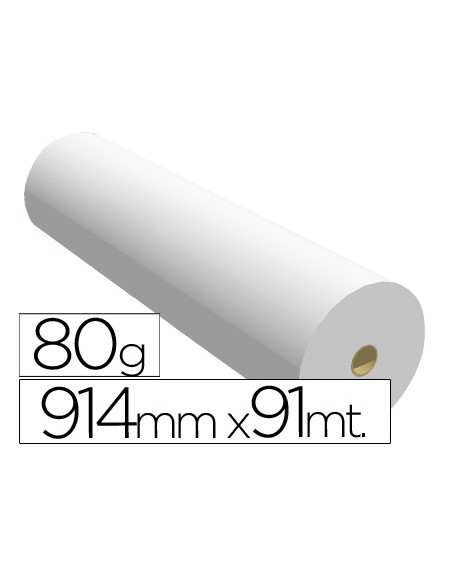 Papel reprografia para plotter 914mmx91mt 80gr impresion ink-jet