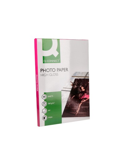 Papel q-connect foto glossy din a4 alta calidad digital photo para ink-jet bolsa de 50 hojas de 260 gr