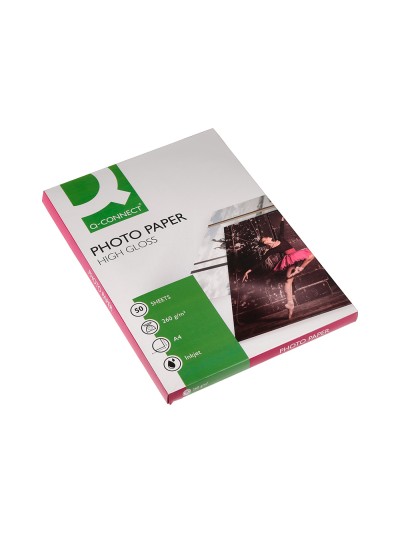Papel q-connect foto glossy din a4 alta calidad digital photo para ink-jet bolsa de 50 hojas de 260 gr