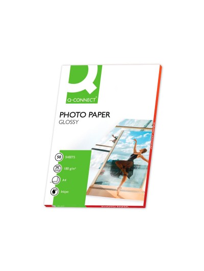 Papel q-connect foto glossy din a4 alta calidad digital photo para ink-jet bolsa de 50 hojas de 180 gr
