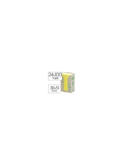 Bloc de notas adhesivas quita y pon reciclada en torre post-it 38 x 51 mm 24 blocs 653 reciclado