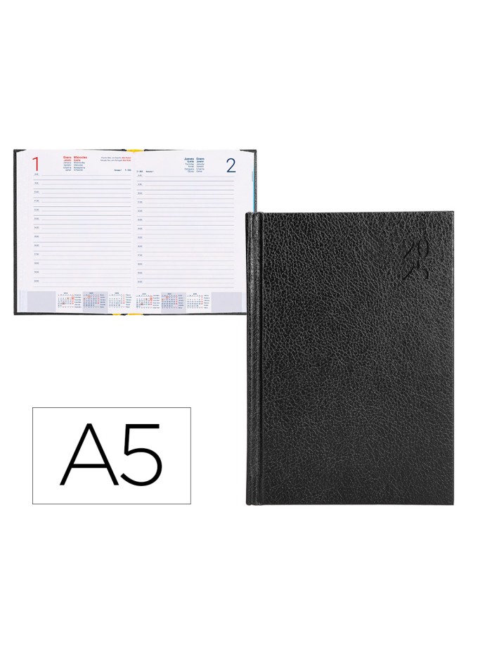 Agenda encuadernada liderpapel corfu a5 2025 dia pagina color negro papel 60 gr Agenda encuadernada liderpapel corfu a5 2025 dia pagina color negro papel 60 gr