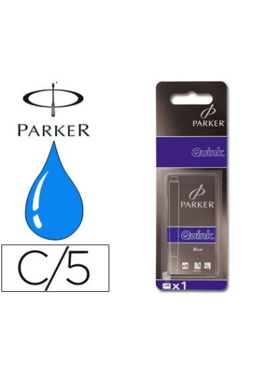 Tinta estilografica parker azul real caja de 5 cartuchos