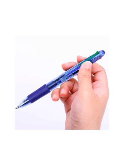 Boligrafo q-connect 4 en 1 tinta 4 colores retractil con sujecion de caucho