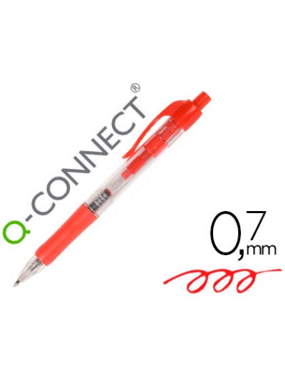 Boligrafo q-connect retractil con sujecion de caucho tinta aceite 0,7 mm color rojo