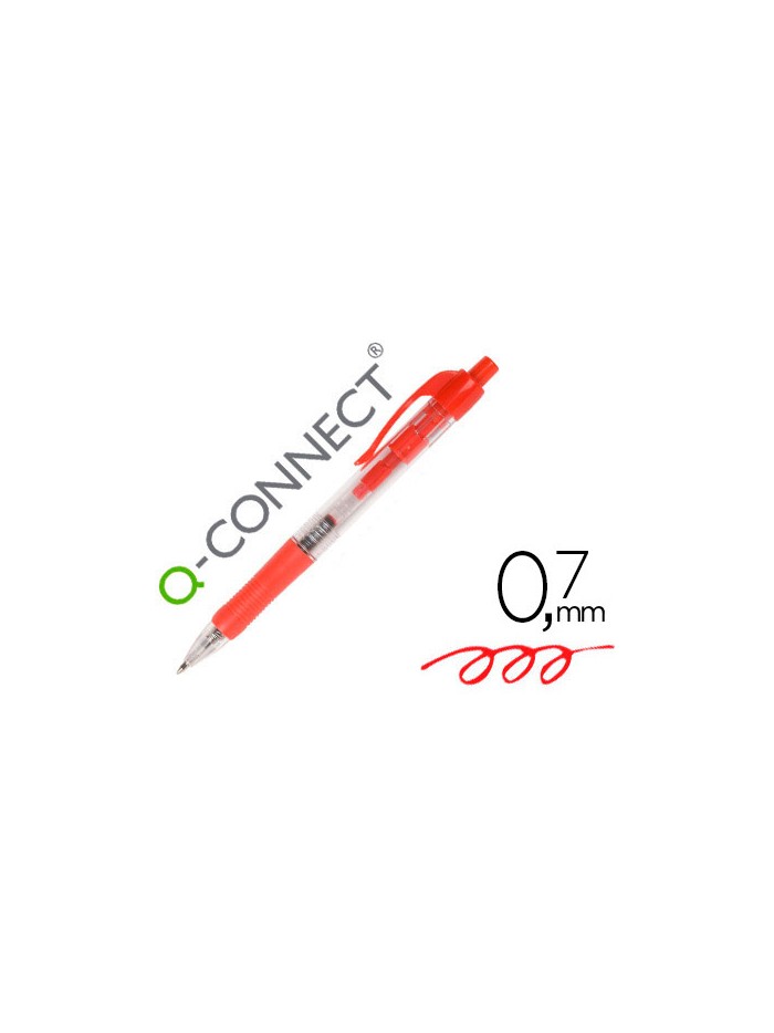 Boligrafo q-connect retractil con sujecion de caucho tinta aceite 0,7 mm color rojo Boligrafo q-connect retractil con sujecion de caucho tinta aceite 0,7 mm color rojo