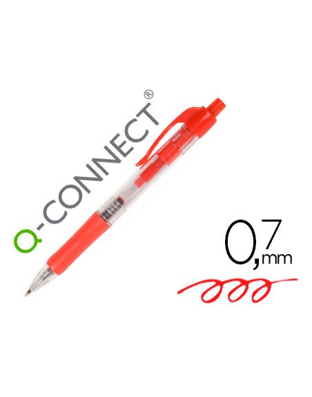 Boligrafo q-connect retractil con sujecion de caucho tinta aceite 0,7 mm color rojo