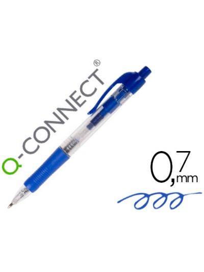 Boligrafo q-connect retractil con sujecion de caucho tinta aceite 0,7 mm color azul