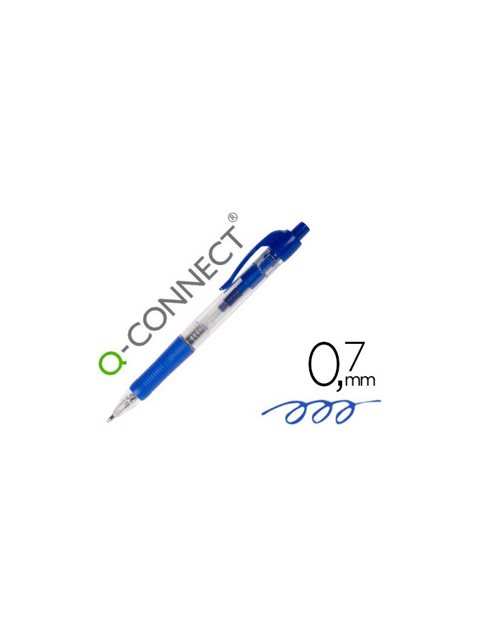 Boligrafo q-connect retractil con sujecion de caucho tinta aceite 0,7 mm color azul Boligrafo q-connect retractil con sujecion de caucho tinta aceite 0,7 mm color azul