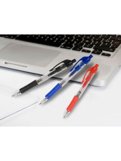 Boligrafo q-connect retractil con sujecion de caucho tinta aceite 0,7 mm color azul