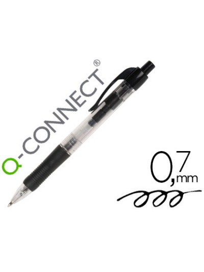 Boligrafo q-connect retractil con sujecion de caucho tinta aceite 0,7 mm color negro
