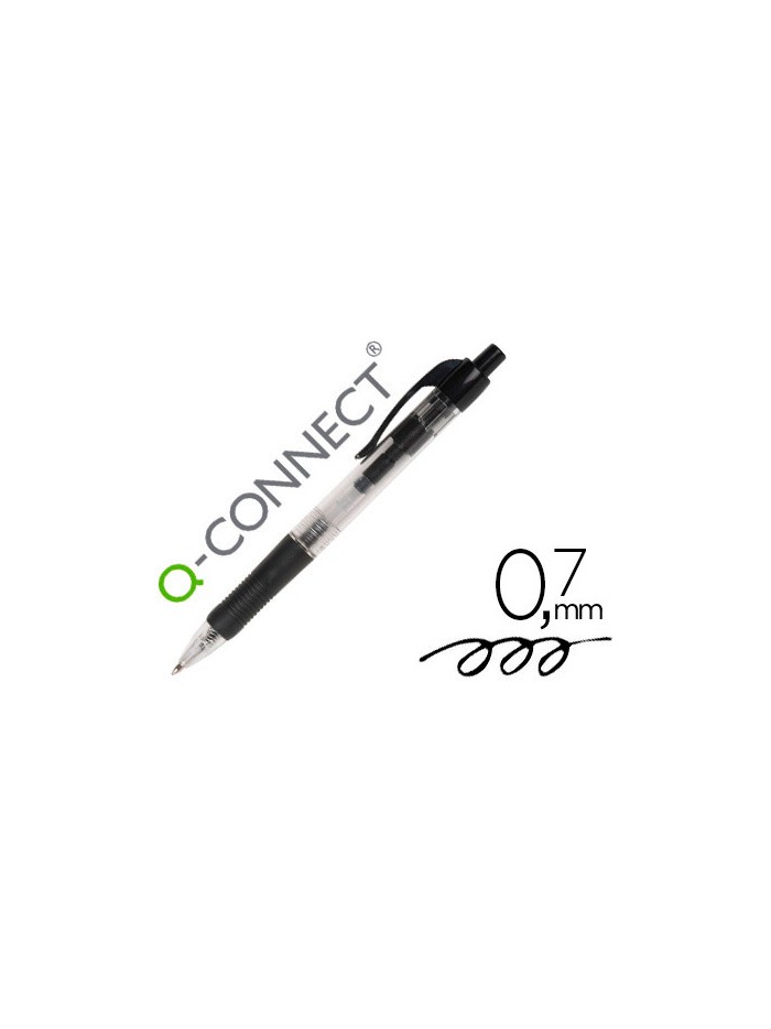 Boligrafo q-connect retractil con sujecion de caucho tinta aceite 0,7 mm color negro Boligrafo q-connect retractil con sujecion de caucho tinta aceite 0,7 mm color negro