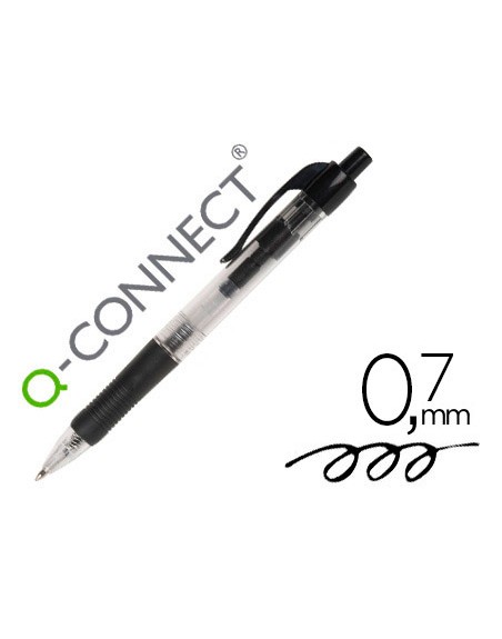 Boligrafo q-connect retractil con sujecion de caucho tinta aceite 0,7 mm color negro