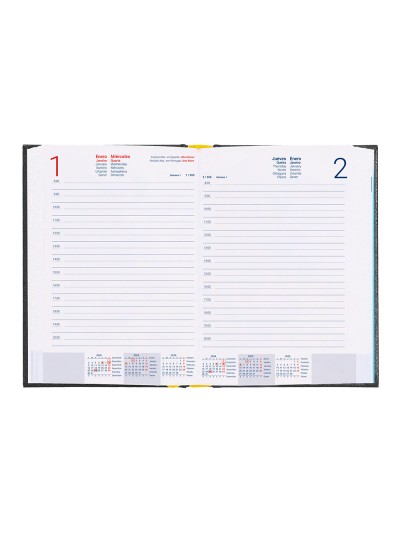 Agenda encuadernada liderpapel corfu a5 2025 dia pagina color negro papel 60 gr