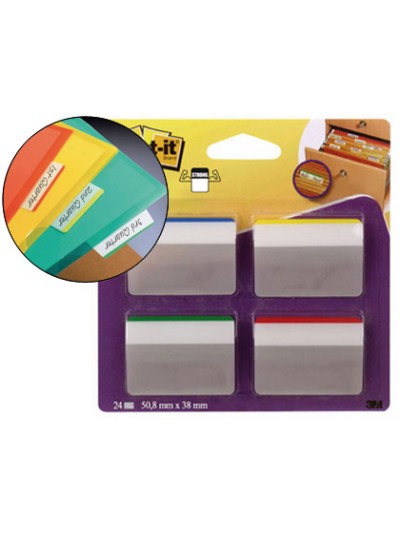 Banderitas separadoras rigidas dispensador 4 colores post-it index 686a-1 grandes 24 banderitas