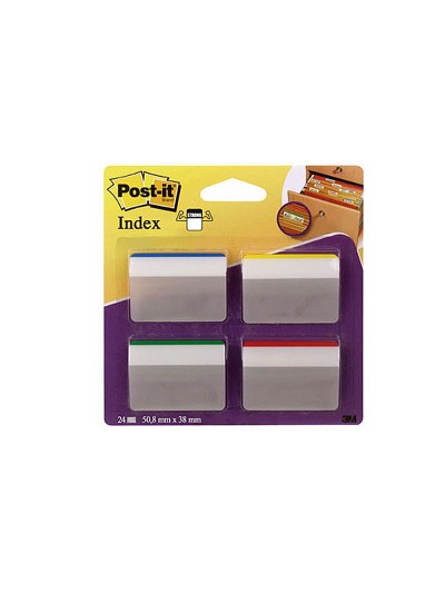 Banderitas separadoras rigidas dispensador 4 colores post-it index 686a-1 grandes 24 banderitas
