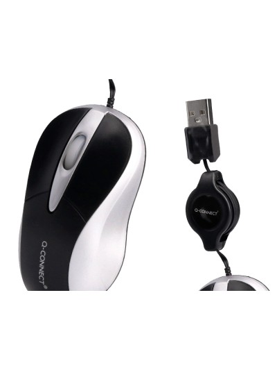 Raton q-connect mini optico 800 dpi retractil usb 1,5 ghz negro