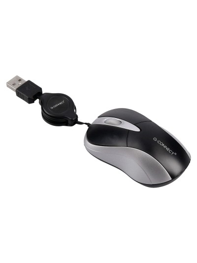 Raton q-connect mini optico 800 dpi retractil usb 1,5 ghz negro