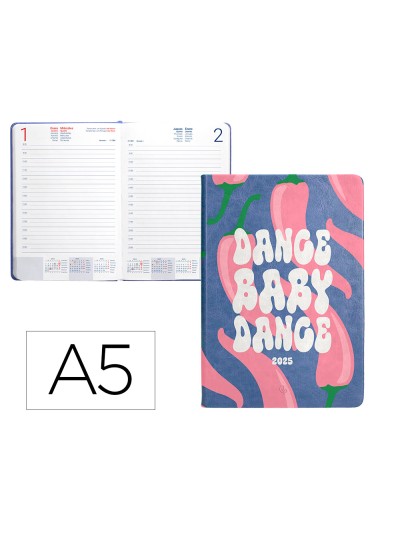 Agenda encuadernada liderpapel kinaros a5 2025 dia pagina color azul papel 70 gr