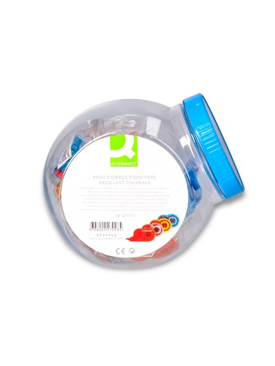 Corrector q-connect cinta mini blanco 4,2 mm x 5 mt bombonera de 28 unidades