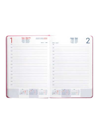 Agenda encuadernada liderpapel kinaros a5 2025 dia pagina color rosa papel 70 gr