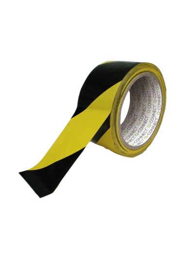 Cinta adhesiva q-connect de seguridad amarilla y negra 20 mt x 48 mm