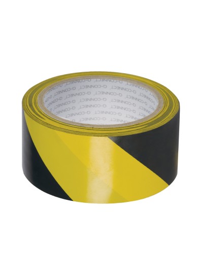 Cinta adhesiva q-connect de seguridad amarilla y negra 20 mt x 48 mm