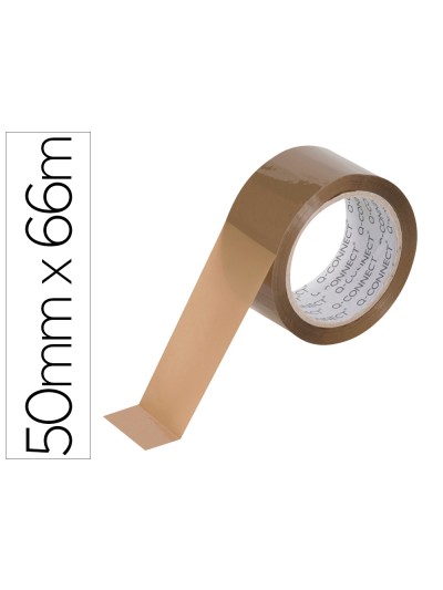 Cinta adhesiva q-connect polipropileno havana 66 mt x 50 mm para embalaje bajo ruido
